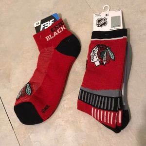 Two pair Blackhawks socks